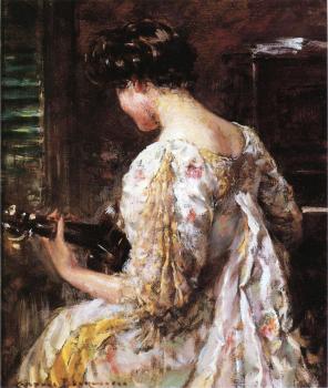 James Carroll Beckwith : Woman with Guitar